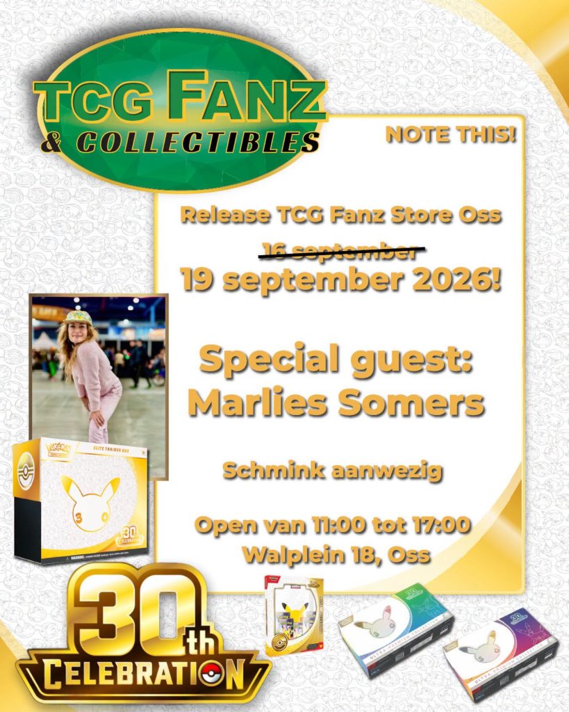 Pokémon 30th Anniversary Release bij TCG Fanz Store Oss – zaterdag 19 september!